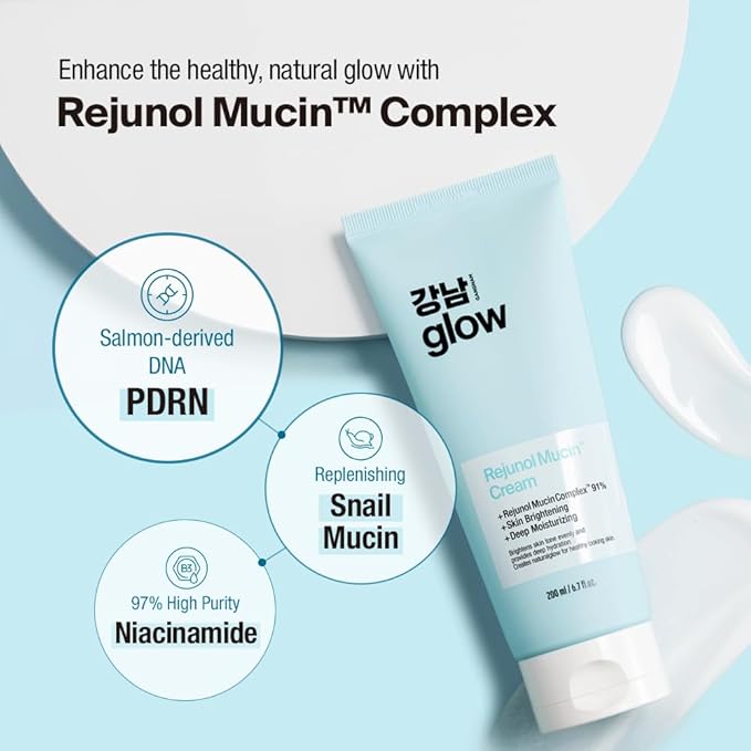 Rejunol Mucin PDRN Facial Cream 6.76 floz - 91.5% Snail Mucin Moisturizer with Hyaluronic Acid & Panthenol I Korean Skin Care I Face Moisturizer for Women | Salmon DNA