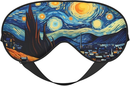 Sleep Eye Mask The Starry Night Village Sleep Mask for Women Men Comfortable Eye Mask with Adjustable Strap Soft Eye Cover Blindfold for Travel Yoga Nap Shift Work
