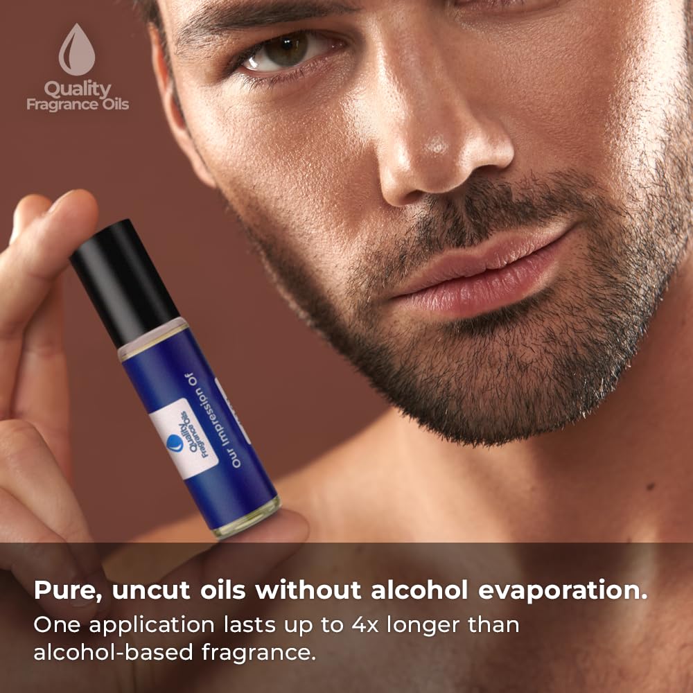Quality Fragrance Oils' Chrome Impression #199 | Long-Lasting Perfume Oil, Alcohol-Free, Strong Scent, 10ml Roll-On | Affordable Alternative to Designer Fragrances