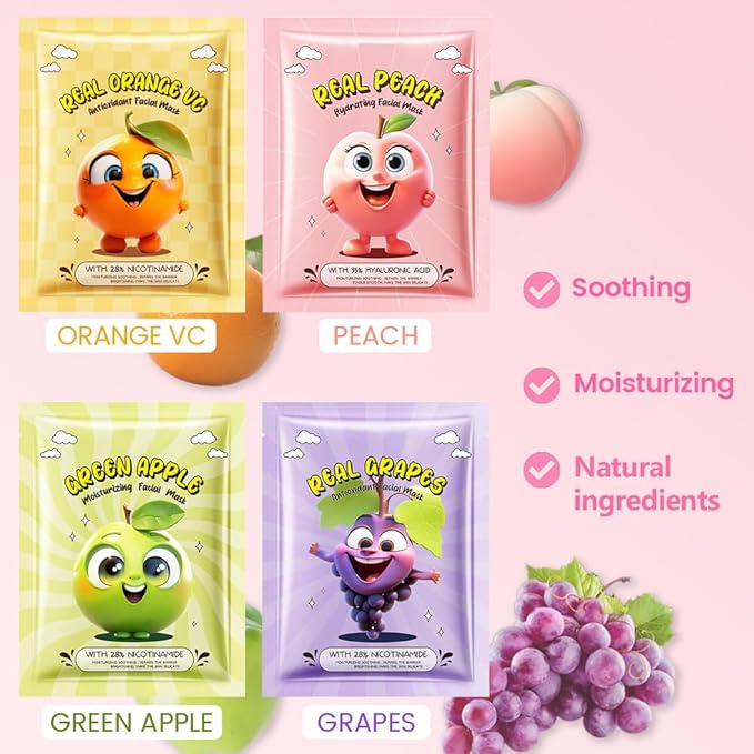 Kaely 40 Pack Bulk Face Masks for Kids, Kids Face Mask Spa Day Kit Supplies, Spa Party Favors for Teens Girls Women, Sheet Facial Mask Skincare Gifts Set, Moisturize Soothe for All Skin Types, 01