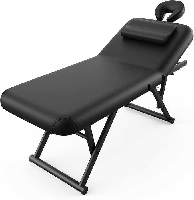 Dolonm Height Adjustable Massage Table with Face Pillow & Headrest for Treatment Table, Physical Therapy Table, Spa Facial Professional Massage Bed - Adjustable Backrest, Electric Leg Lifting, Black