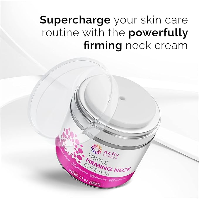 ACTIVSCIENCE Neck Firming Cream - Natural Anti-Aging Facial Moisturizer with Retinol Collagen & Hyaluronic Acid - Day & Night Anti-Wrinkle Cream - Firming, Hydrating Face Cream