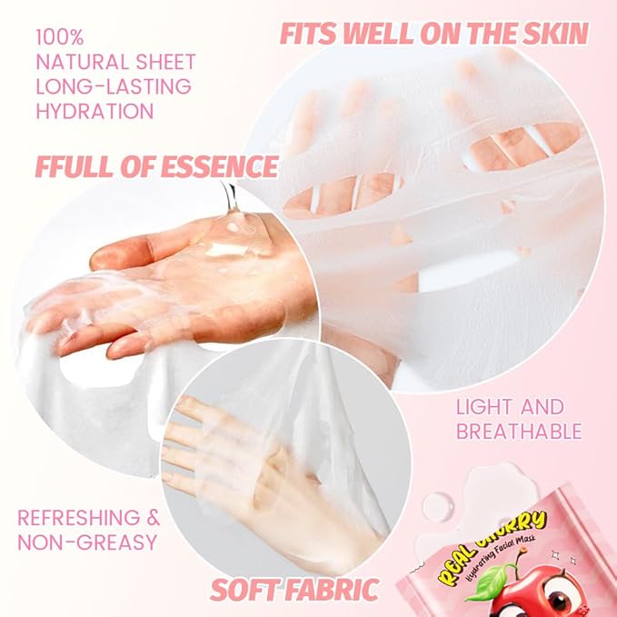 Kaely 12 Pack Fruit Face Masks for Kids, Kids Face Mask Spa Day Kit Supplies, Spa Party Favors for Teens Girls Women, Sheet Facial Mask Skincare Gifts Set, Moisturize Soothe for All Skin Types, 02