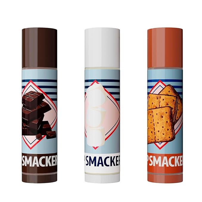 Lip Smacker S’mores Lip Balm Trio Tin – Moisturizing & Sheer Lip Balm Trio with Delicious Dessert-Inspired Flavors – S’more