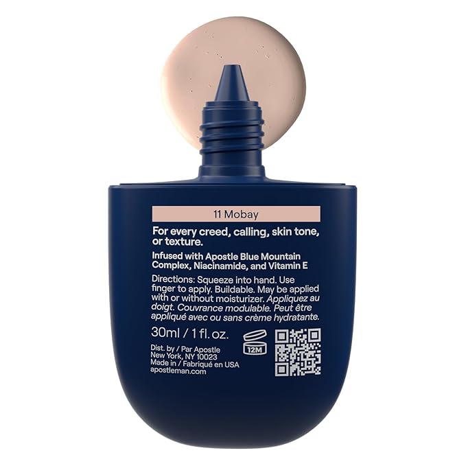 APOSTLE Reclaim Tinted Moisturizer for Men (11 Mobay) - Niacinamide, Vitamin E, Squalane, Hyaluronic Acid, Tinted Face Moisturizer For Men. Hydrates, Evens Skin Tone, Reduces Fine Lines, 1 Fl. Oz.