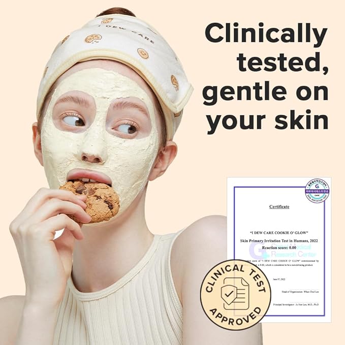 I DEW CARE Wash Off Face Mask - Cookie O' Glow | Hydrating and Purifying for Dry Skin with Cocoa Seed Butter, Korean Facial Mask Skin Care, 3.38 Oz