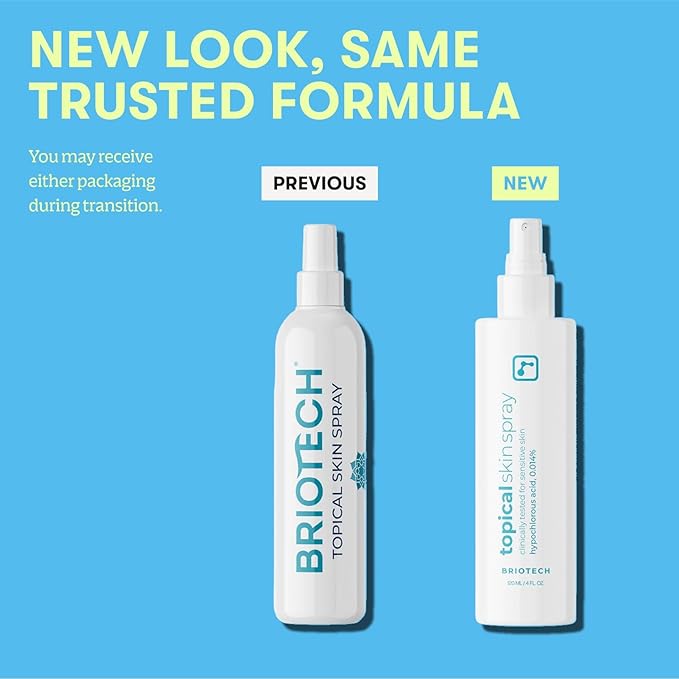 BRIOTECH Topical Skin Spray, Hypochlorous Acid Spray for Sensitive Skin, HOCl Facial Mist, Full Body Support Against Irritation, Calm Redness, Soothe Foot & Scalp, 2 oz Travel Size (2 Pack)