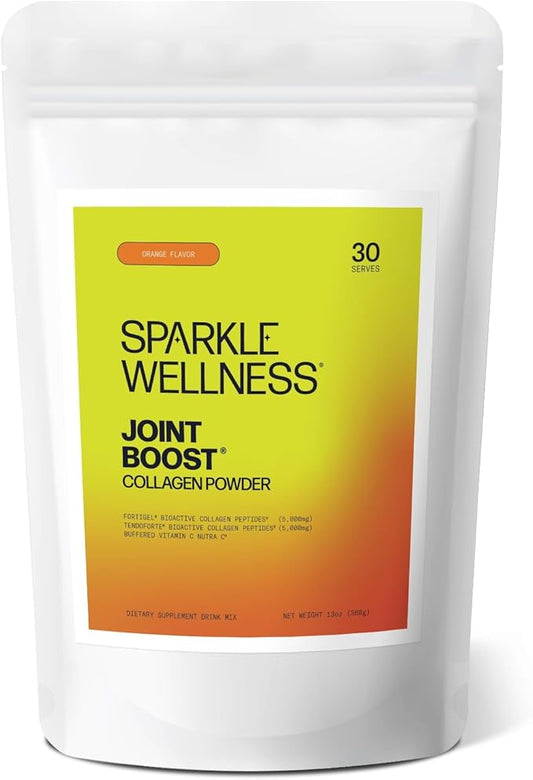 Sparkle Wellness FORTIGEL & TENDOFORTE Collagen Peptides | Collagen Powder with Calcium Ascorbate Vitamin C to Support Joint Mobility, Tendon & Ligament Health | Joint Boost (Orange) [30-Serves]