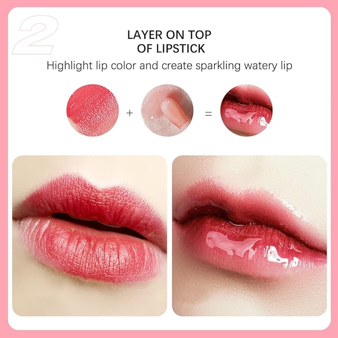 Lip Oil Hydrating Tinted Lip Balm, Plump Lip Gloss Lip Care Transparent Toot Lip Oil Tinted (015# Cherry Red)