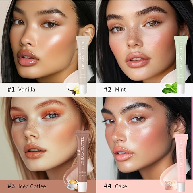 Summer Butter Lip Balm, Moisturizing Hydrating Natural Lip Care, Rich in Nutrients for Soft Smooth Lips (4Colors)