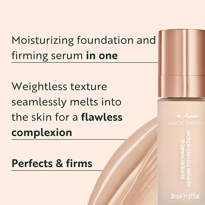 M. Asam MAGIC FINISH Supercharge Serum Foundation Soft Ivory (1.01 Fl Oz) - Moisturizing Make Up & Firming Face Serum In One, Anti-aging CC Cream With Optimal Coverage & Hyaluronic Acid