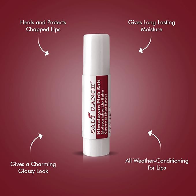 Salt Range Lip Balm, Formulated with Cherry & Shea Butter, 100% Natural, Soothing and Hydrating, Deep Nourishing, Organic Chapstick- 6 Count (12 Pieces)
