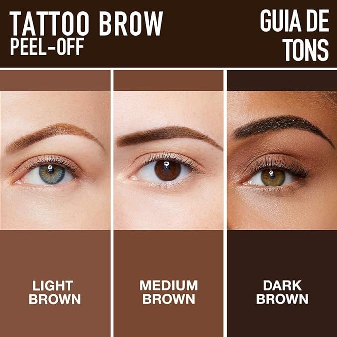 Tattoo Eyebrow Gel Easy Peel Off, Peel Off Eyebrow Tint, Easy Peel off Eyebrow Gel, Peel Off Eyebrow Tint, Waterproof & Sweatproof for All Skin Types (#2 Medium Brown)