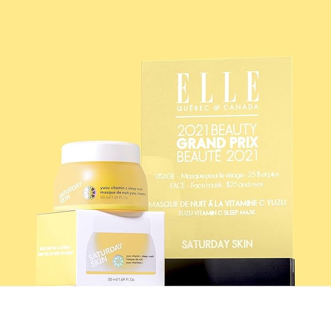 Saturday Skin Yuzu Vitamin C Sleep Mask Regenerist Retinol Ultra Rich Face Moisturizer Cream Smooth Skin and Reduce Wrinkles Ideal for All Skin Types
