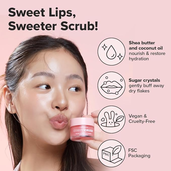 I DEW CARE Overnight Lip Scrub - Cushy Crush | Sugar Vitamin C, Scrubber Exfoliator Products, for Dry and Chapped, Vegan 1.05 Oz