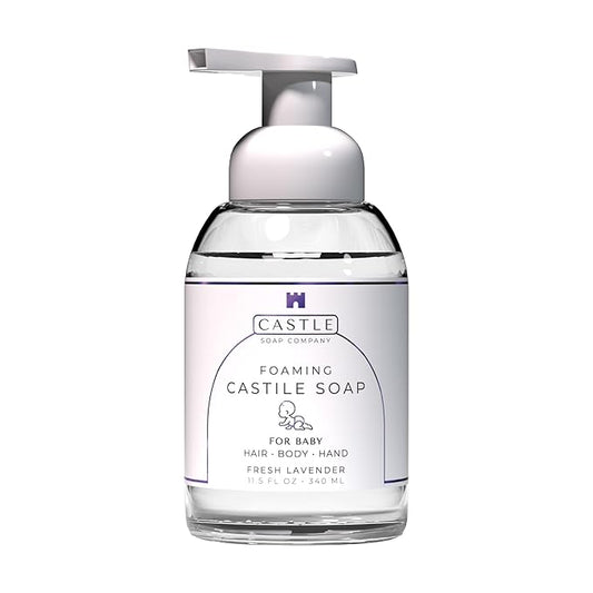 Foaming Baby Castile Soap | 3-In-1 Uses: Hair, Body, Hand | Nourishing Coconut Oil Formula | Formulated For Newborns, Sensitive & Delicate Skin | Hydrating Foam | 11.5 oz | Fresh Lavender