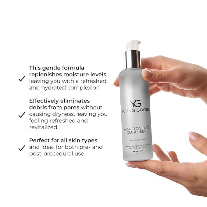 Young Goose, Adaptogenic Cleanser | Gentle Facial Cleanser | Soap Free, Paraben Free | Normal to Sensitive Skin | Large 180ml