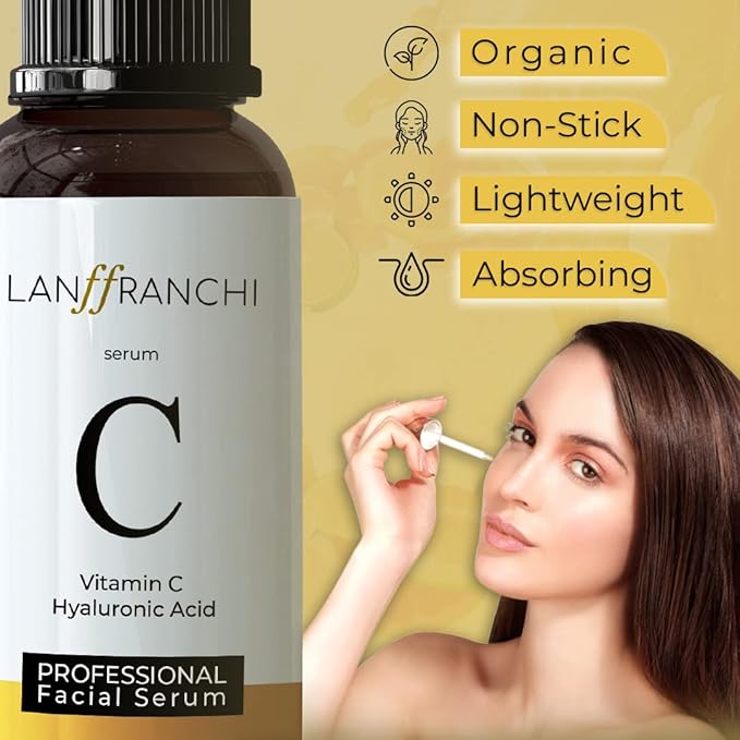 Vitamin C and Hyaluronic Acid Face Serum, Brightening and Anti-Aging, Plant-Based Formula, Unisex, 1 oz