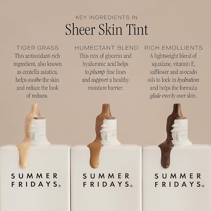 Summer Fridays Sheer Skin Tint - Skin Tint with Hyaluronic Acid - Helps Diminish Uneven Skin Tone - Sheer to Light Coverage - Shade 10 - Rich Deep with Neutral Undertones (1 Fl Oz)