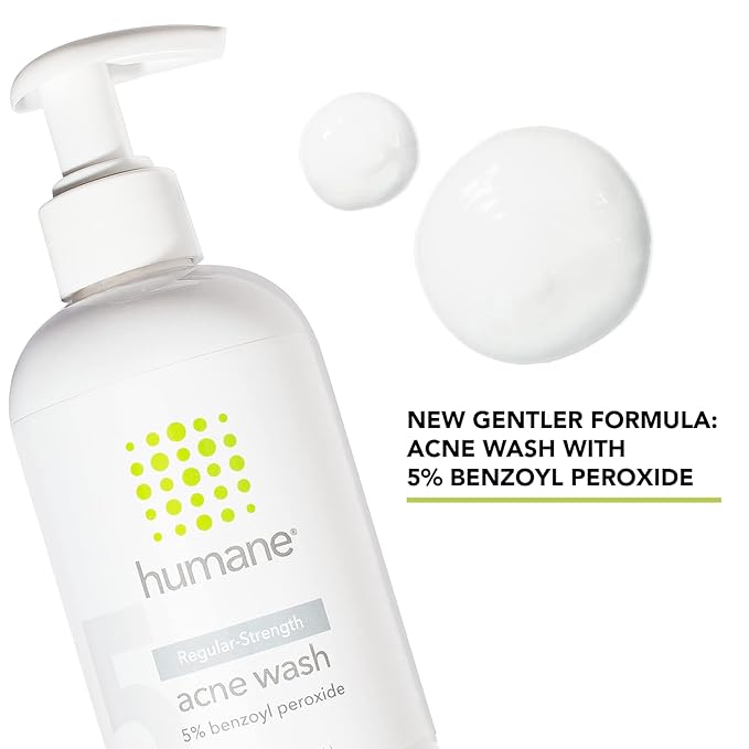 humane Regular-Strength Acne Wash, Clarifying Toner and Oil-Free Moisturizer Bundle - 5% Benzoyl Peroxide Acne Treatment
