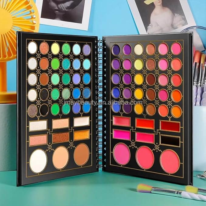 NATURAL GLARE makeup pallet All in one makeup pallet notebook contains 78 colors, setting powder, Bronze, Blush, Lipstick, ans of course our lovely eye shadows. the colors bring out all seasons.
