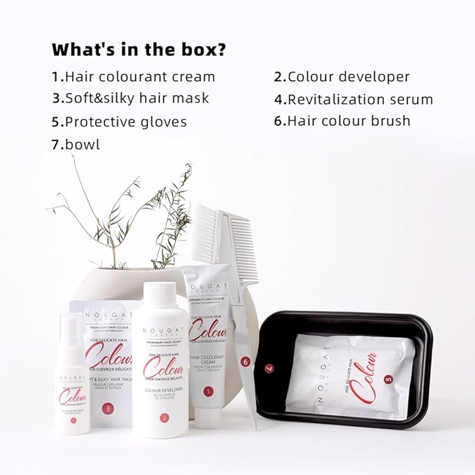 NOUGAT Cold Brew Brown Natural Permanent Hair Color Kit,Dermatologically Tested, Ammonia & Alcohol Free, 100% Grey Coverage, Hair Mask & Essence included, Long Lasting