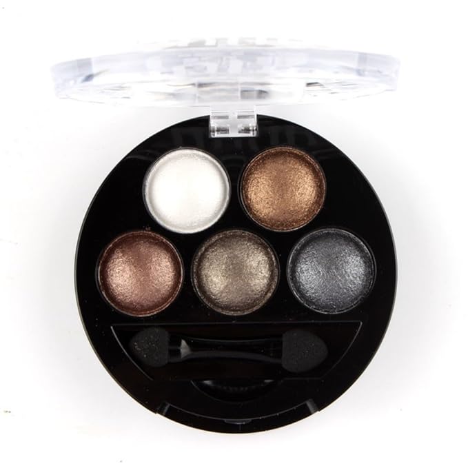 Mallofusa 5 Colors Eye Shadow Palette Powder Glitter Metallic Shimmer Makeup Palette Charming Highlight Look (Nature) 4.7oz