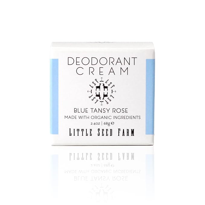 Little Seed Farm All Natural Deodorant Cream, Aluminum Free Deodorant for Women or Men - Blue Tansy Rose, Net Wt. 2.4oz | 68g