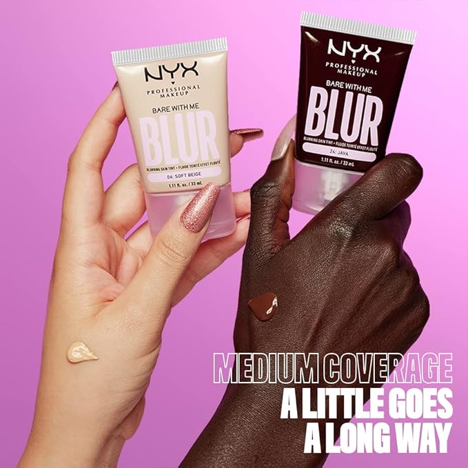 NYX PROFESSIONAL MAKEUP Bare With Me Blur Skin Tint Foundation Make Up with Matcha, Glycerin & Niacinamide - Truffle