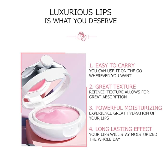 BIOAQUA Strawberry Fruit Moisturizing Lip Mask Hydrating Oil Dry Lips Repair Cracked Skin Cream 13g 0.46oz