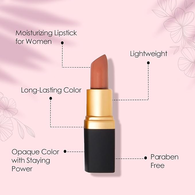Vera Moore Creme Lipstick, Long Lasting, Lightweight, Moisturizing Opaque Color with Staying Power, Fragrance, and Paraben Free Cosmetics Soft Lipstick (Tasty)