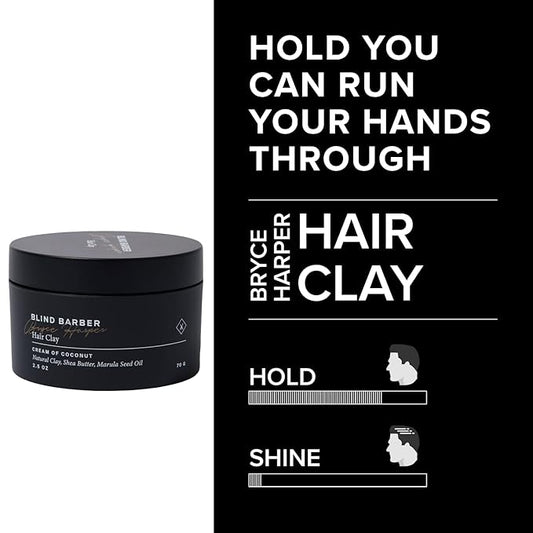 Blind Barber Bryce Harper Gift Set - Two Piece Men's Grooming Kit - Hair Clay + Beard Balm - Everyday Kaolin Clay Hair Pomade + Beard Care Kit for Men (2 Count)