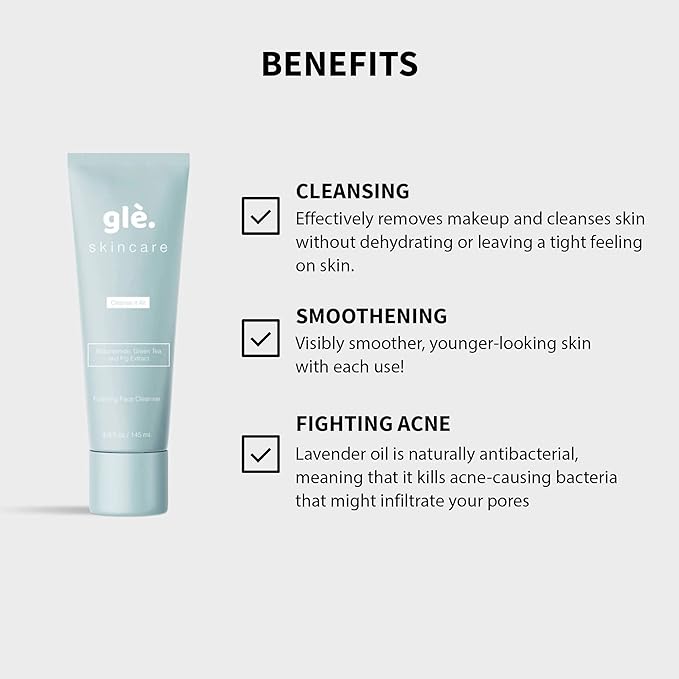 Gle Face Cleanser for Sensitive Skin Purifying Foaming Gel pH Balancing Daily Sensitive Skin Face Wash, Hyaluronic Acid, Oil Free and Soap Free Non Comedogenic | 4.9 fl oz