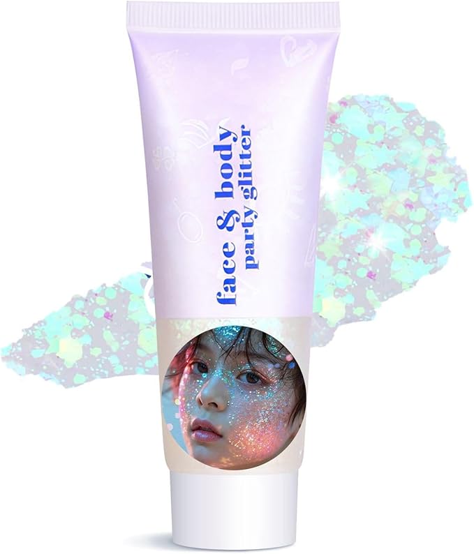 Body Glitter Gel - Halloween Costumes for Women, Sparkly Chunky Glitter Hair for Kids, Halloween Christmas Singer Concert Festival Rave Accessories (Mermaid Glitter)