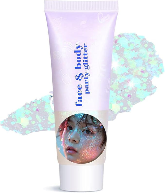 Body Glitter Gel - Halloween Costumes for Women, Sparkly Chunky Glitter Hair for Kids, Halloween Christmas Singer Concert Festival Rave Accessories (Mermaid Glitter)