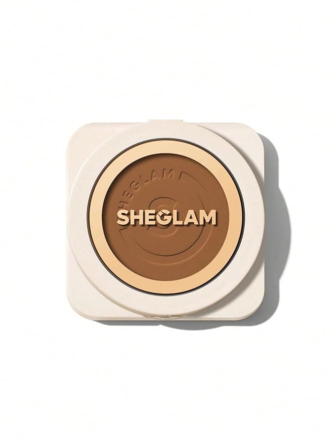 SHEGLAM SKin-Focus Full Coverage Powder Foundation Oil-Control Lightweight Face Pressed Powder Makeup-Camel