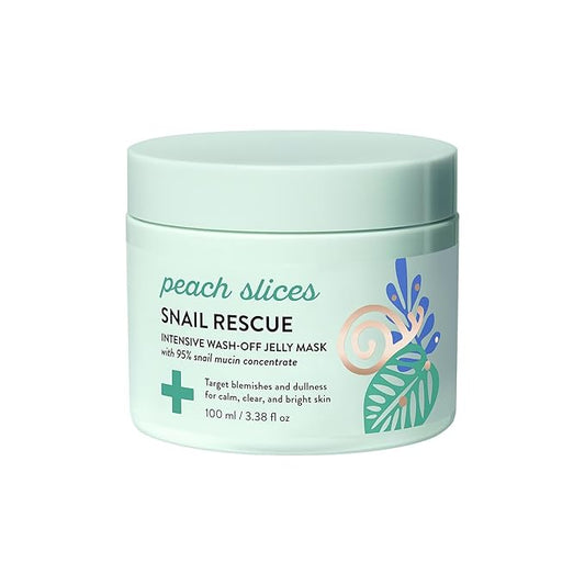 Peach Slices | Snail Rescue Intensive Treatment Wash-Off Face Mask | 95% Snail Mucin | For Dark Spots & Blemishes | Refreshing & Calming Mask | Clear, Radiant, & Hydrated Skin | Skin Care | 3.38 oz