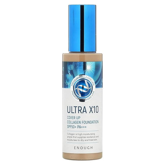 Enough Ultra 10X Cover Up Collagen Foundation, SPF 50+ PA+++, 21 Natural Beige, 3.53 oz (100 g)