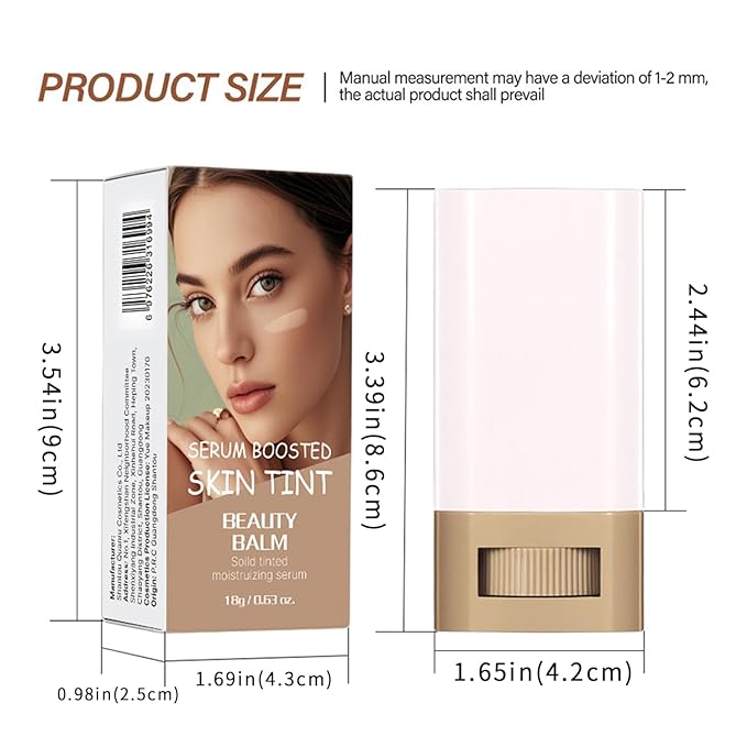 Foundation Stick - Skin Tint & Contour Stick, Serum-Boosted Beauty Balm, Buildable Coverage, Natural Finish, Long-Lasting Wear, For Many Skin Tones (01#)