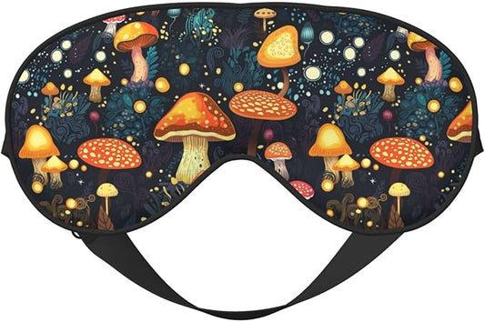 Sleep Eye Mask Mushroom Forest with Lights Sleep Mask for Women Men Comfortable Eye Mask with Adjustable Strap Soft Eye Cover Blindfold for Travel Yoga Nap Shift Work
