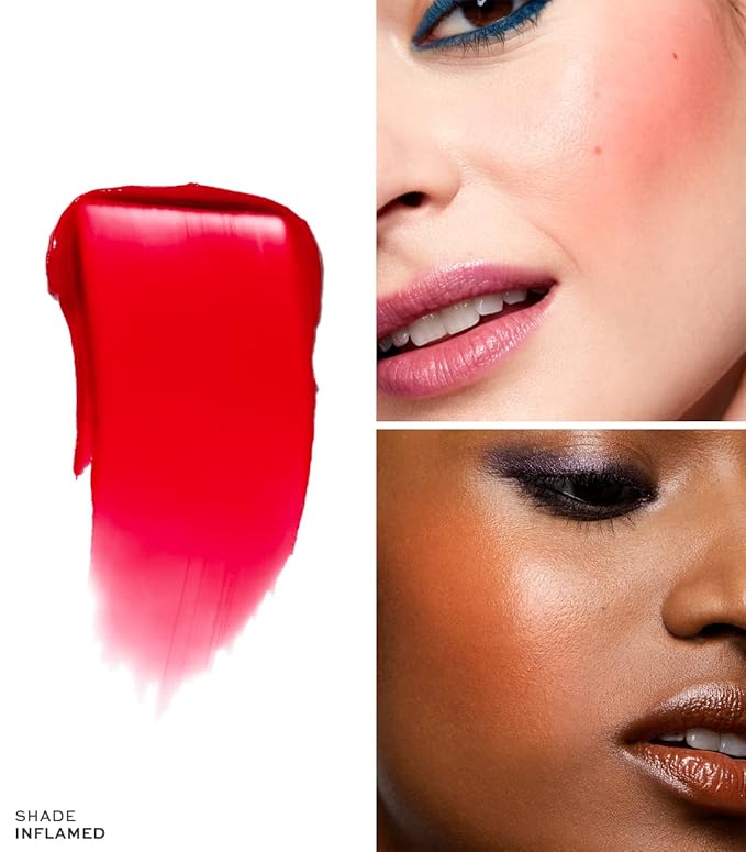 MAKE Beauty Heat Stroke Cream Blush Stick for Cheeks with Natural Hydrating Dewy Finish. Creamy Gel Blush Balm - Shade Inflamed, Coral Orange Cheek Tint