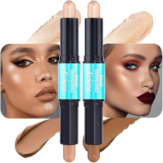 evpct 2in1 Face Shaping & Contouring Stick Cream Contour Concealer Bronzer Stick Makeup Kit for Face Highlighter Makeup Stick contorno maquillaje de maquillaje, NEW Medium + NEW Medium Tan