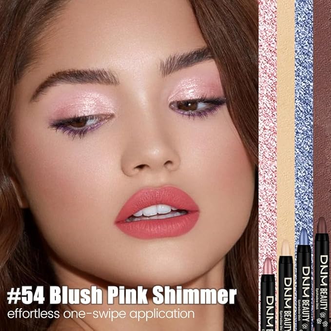 Kaely Cream Eye Shadow Sticks, Blush Pink Shimmer Eyeliner Pencil Eyeshadow Palette Makeup, Eye Highlighter Brightener Stick for Older Women Waterproof Pigmented, sombras para ojos, New-54