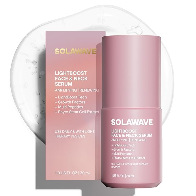 Solawave LightBoost Red Light Therapy Serum for Face & Neck | Enhances Beauty Wand & Microcurrent Devices | Boosts Collagen & Hydration for Radiant Skin, Reduces Appearance of Wrinkles & Fine Lines