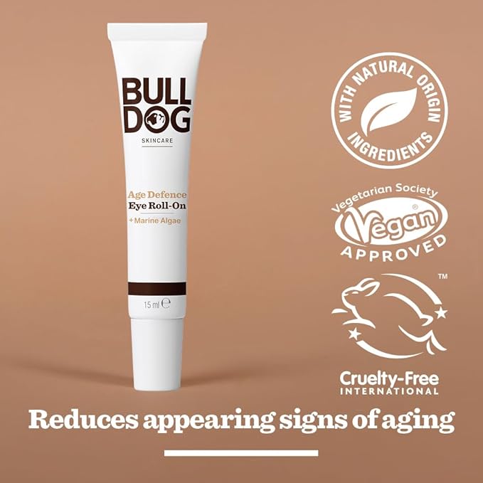Bulldog Skincare Eye Roll On for Men, Age Defence, Rose, 15 ml