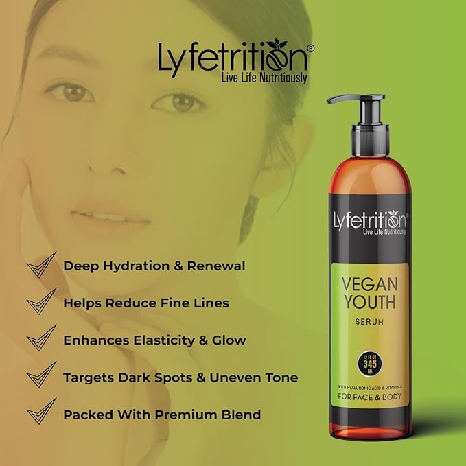 Vegan Youth | 12 Fl oz Large Bottle | Anti-Aging And Wrinkle Serum | (Skin and Face Formula).