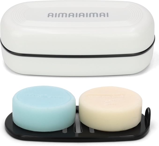 Shampoo Bar Holder Travel Case, Large Soap Holder for 5 oz/10 oz Oversized Bars, Durable & Versatile Storage Soap Container with Drainage Layer (1 Pack, White Style A-Large)