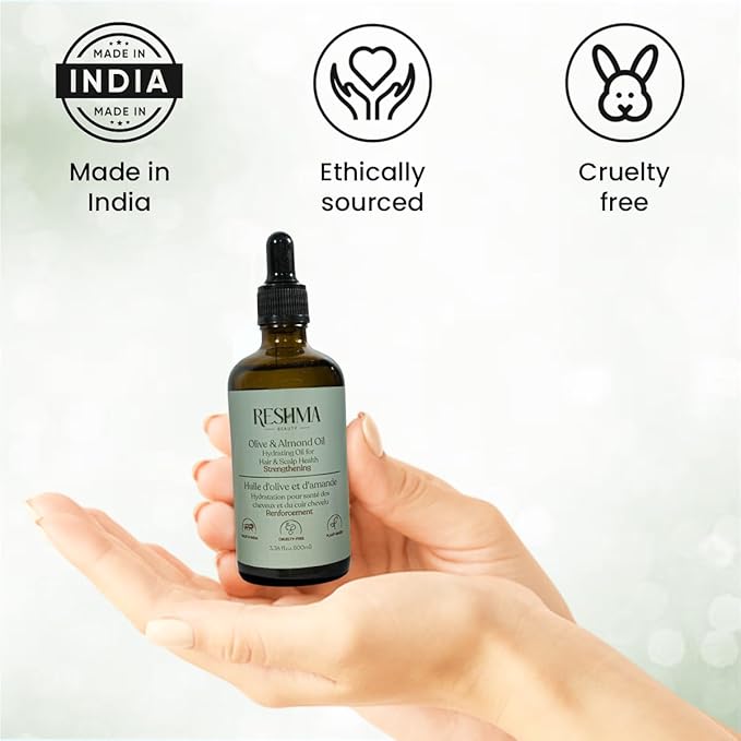 Reshma Beauty Olive & Almond Oil – Henna Infused Hydrating Oil for Hair & Scalp Health | Strengthens & Softens