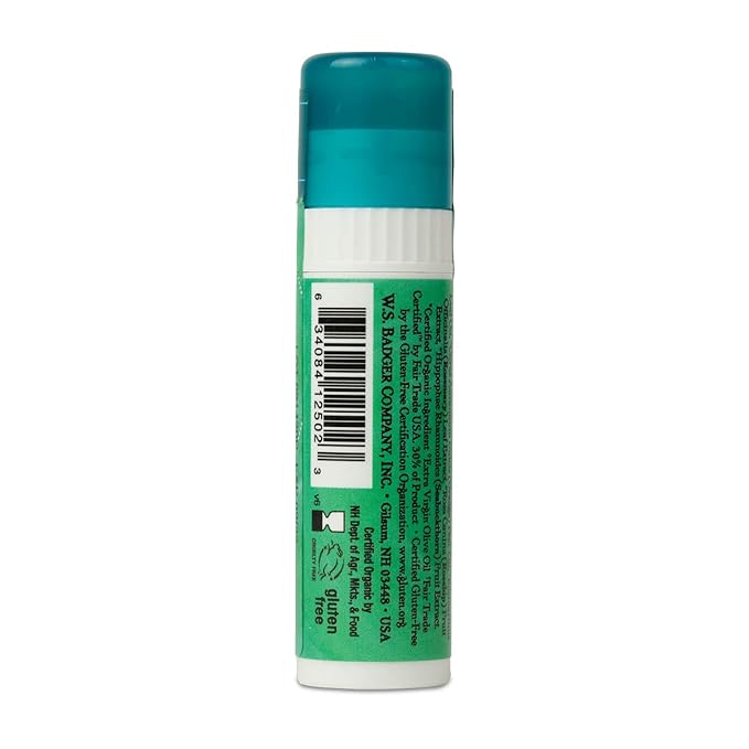 Badger - Cocoa Butter Lip Balm, Cool Mint, Certified Organic Lip Balm, Fair Trade, Natural Lip Balm, Lip Butter, Lip Balm Cocoa Butter, Cocoa Care Lip Balm, 0.25 oz