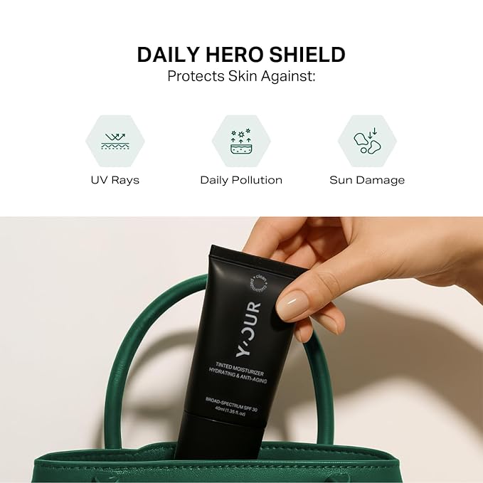 Y’OUR Tinted Moisturizer: Hydrating & Anti-Aging Tinted SPF 30 Makeup; Fragrance-Free, Oil-Free for Dry, Oily & Combination Skin. Made in USA. 1.35 fl. oz (Medium)